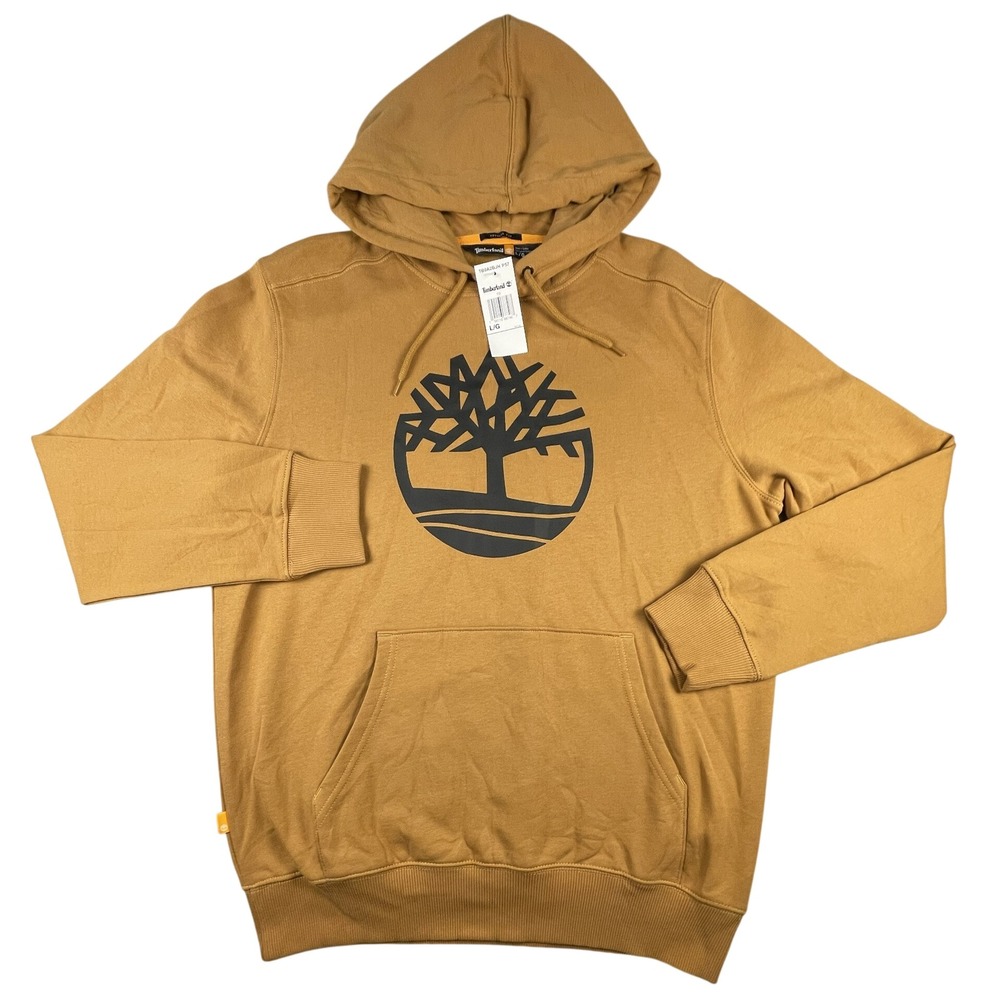 Timberland Hoodie Mens L Wheat Tan Core Tree Logo Pullover Cotton NWT